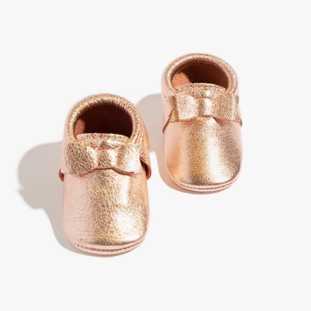 Freshly Picked baby shoes rose gold bow moccasin soft sole size‎ 0 infant
